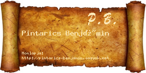 Pintarics Benjámin névjegykártya